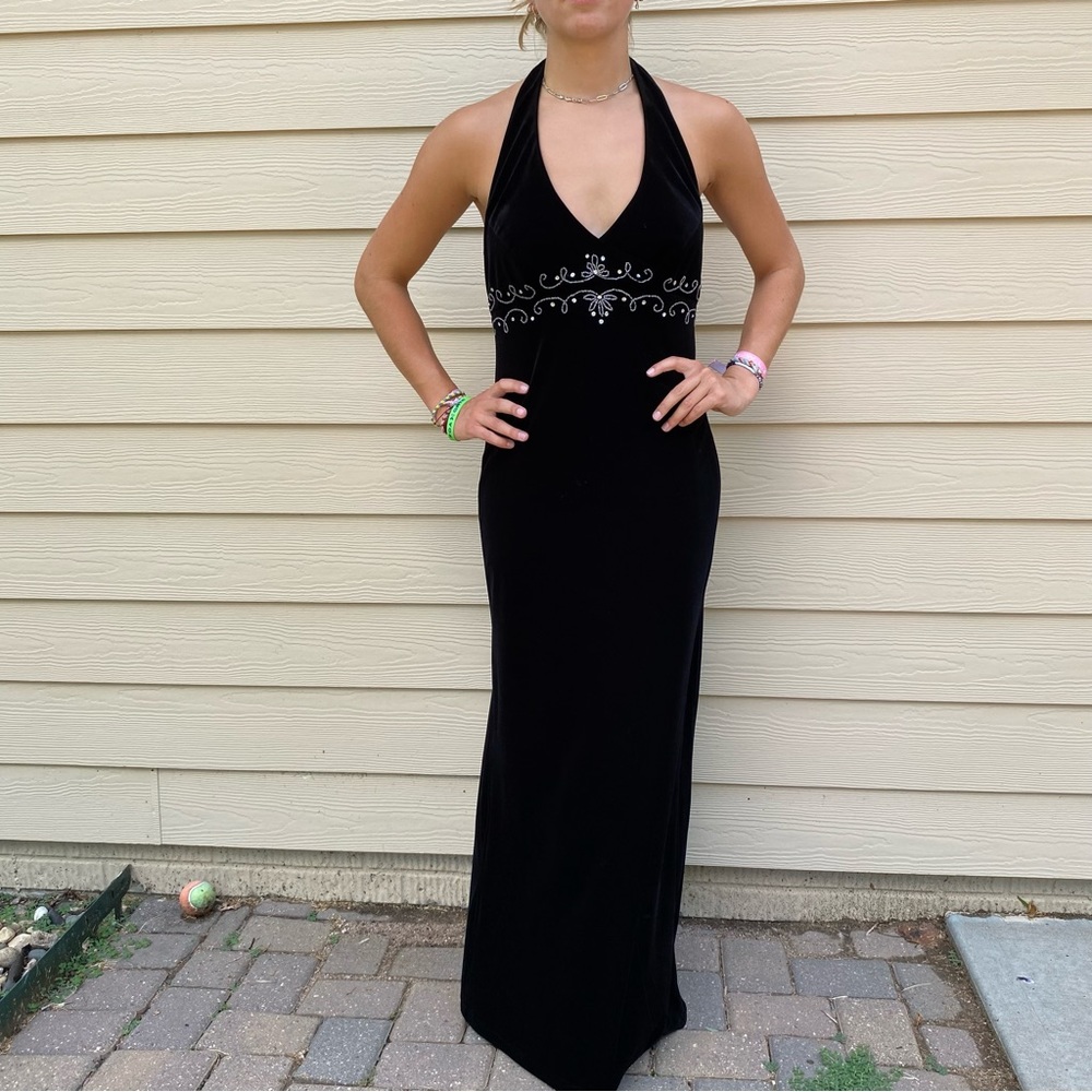 Vintage Dave & Johnny Black Open Back Dress
